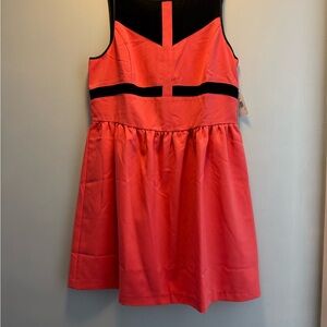 Kensie Orange Pleated A-Line Sundress